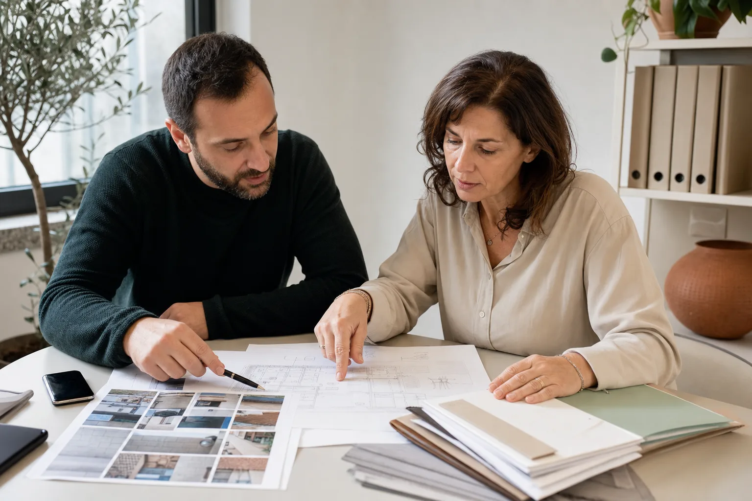 Amministratore di condominio al lavoro su verbali e richieste con supporto AI