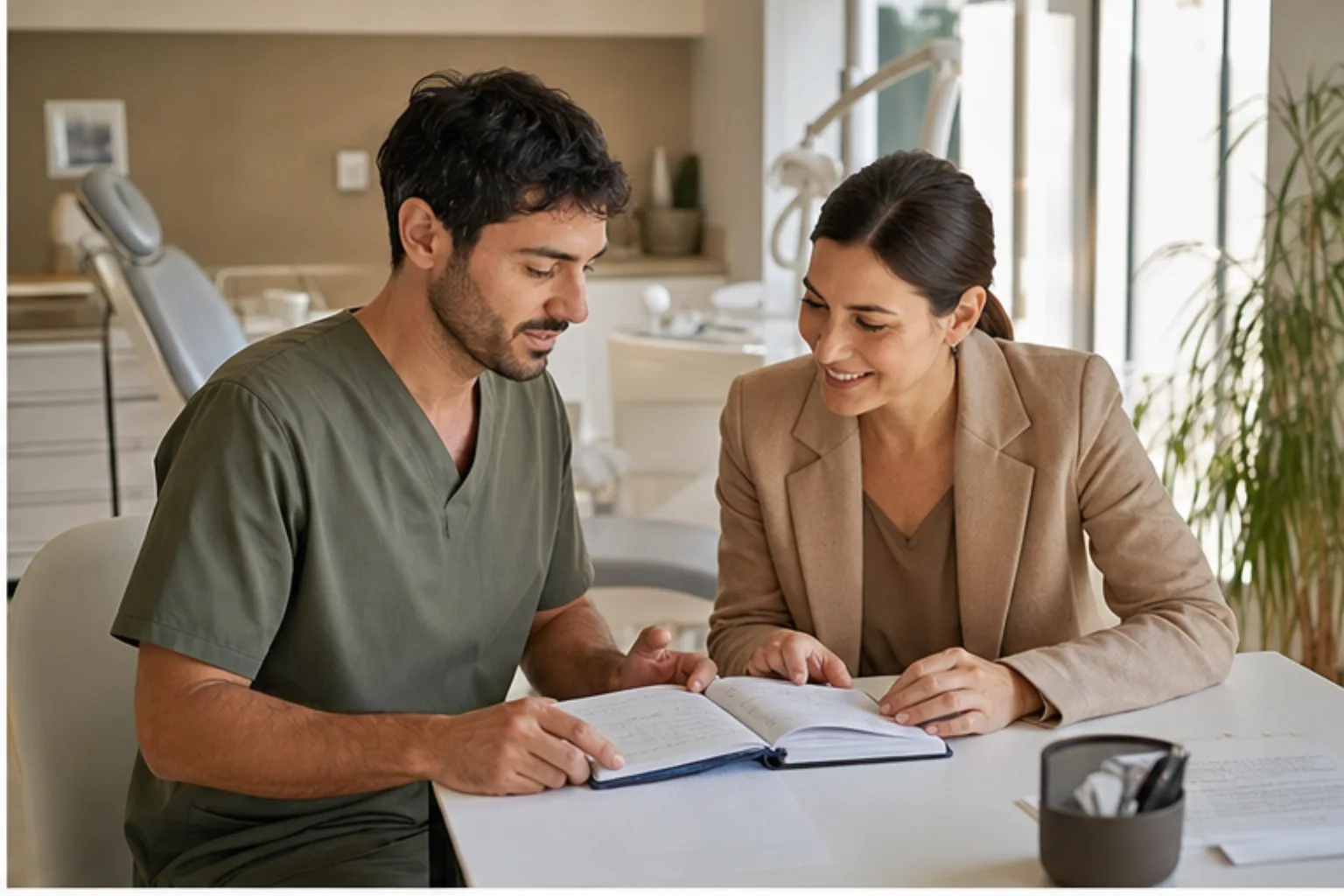 Dentista e coordinatrice durante un corso AI sull'organizzazione dello studio