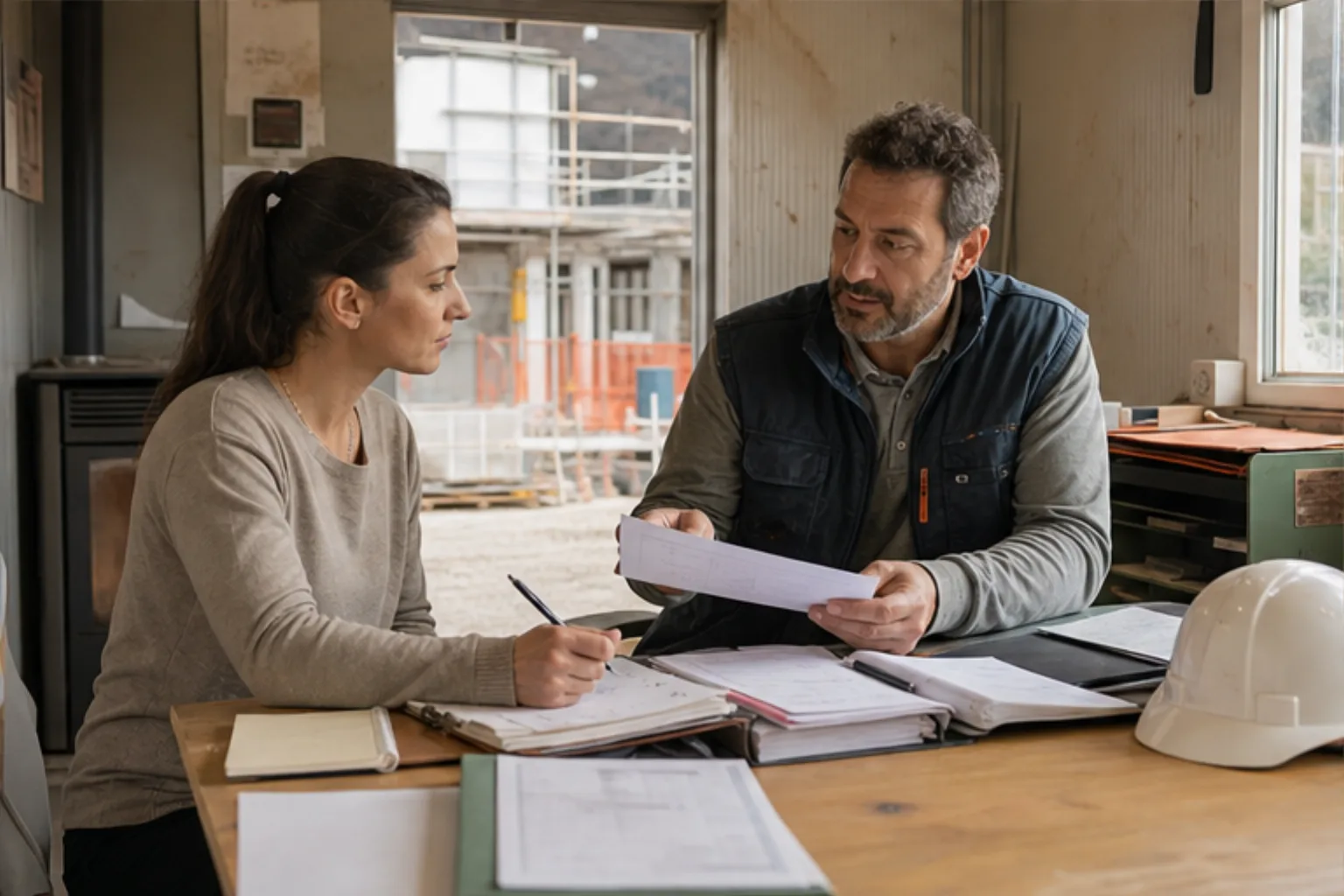 Responsabile di impresa edile durante un corso AI su cantiere e preventivi